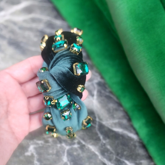 NEW! Faux green esmerald headband - Luxury hair accesory - Picture 8 of 11